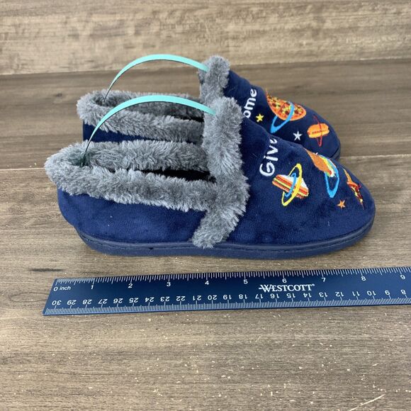 Wonder Nation Boys Size 13-1 Fur Slipper Pizza Burger Give Me Some Space Suede - Picture 4 of 11